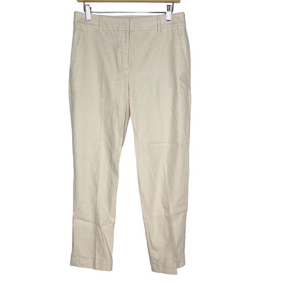 LOFT 2 Cream Almondine The Devin Slim Pants in Twill Ankle Cotton Linen Stretch - Picture 1 of 11